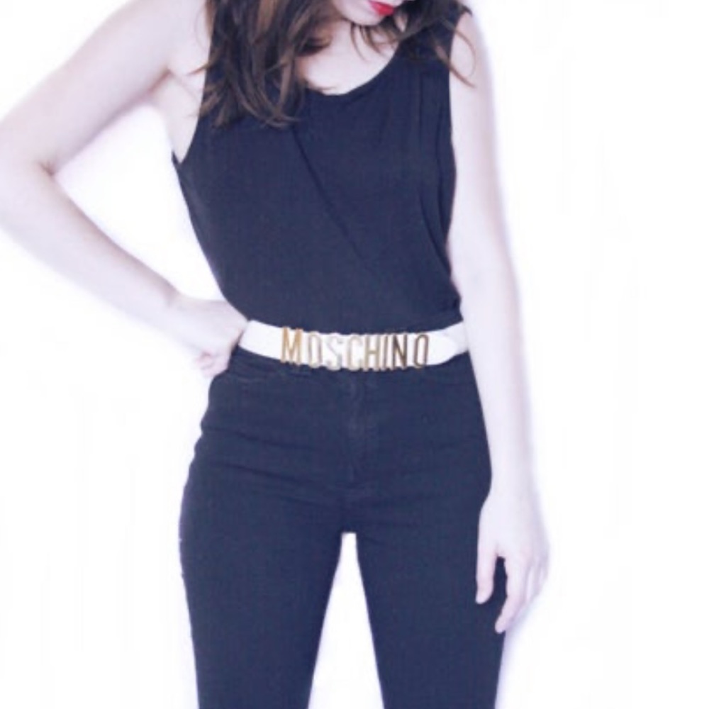 Authentic Moschino Belt - Cream - Vintage 80s S/XS